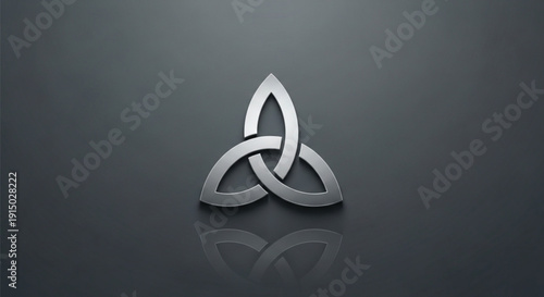 Discover this elegant 3D render of a silver metallic Triquetra symbol, traditionally known as the Celtic trinity knot. Set against a dark, minimalist gradient background.