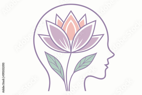 vector illustration of a flower in human head