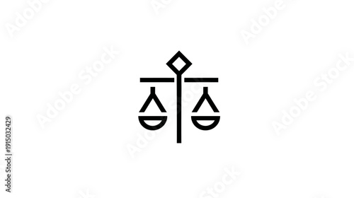 Minimalist symbol of scales, a balance between two opposing forces, rendered in clean lines