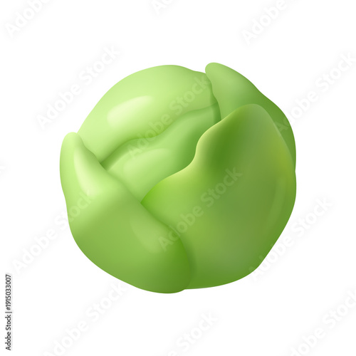Cabbage greenery for salads and dieting, organic and natural meal. Vector 3d isolated icon of veggie food ingredient. Salads and dietary produce for balanced eating and healthy living