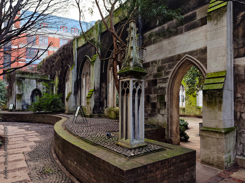 Ruins of St Dunstan-in-the-East, former parish church and public garden, London, Great Britain