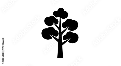 Simple Black Silhouette of a Tree.