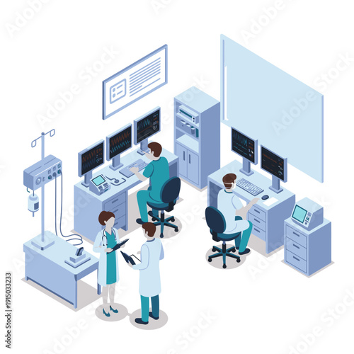 Medical professionals working in a modern laboratory setting with advanced equipment.