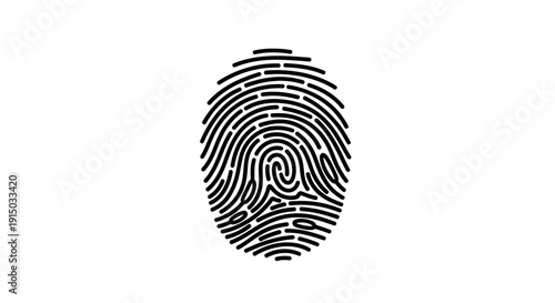 Black Fingerprint on White Background.