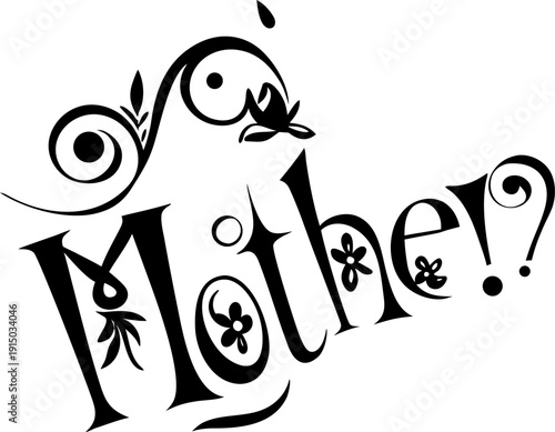 A whimsical illustration of a mother bird with her chicks questioning her parenting. isolated on white background, Vector