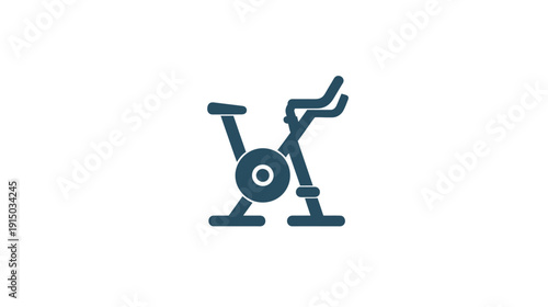 A simple, dark teal icon depicting a stationary exercise bike on a plain white background