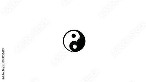 A yin yang symbol, a circle divided in half with complementary black and white portions