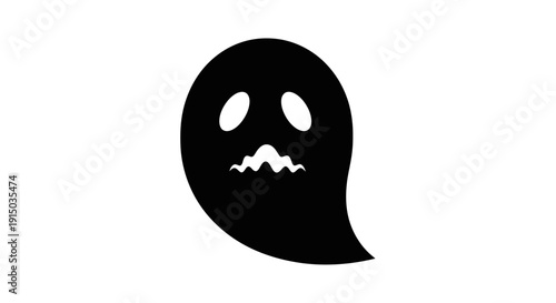 Black Speech Bubble with Frightened Face.