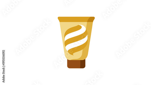 A stylized illustration of a tube, likely containing cosmetic product, with a decorative swirl