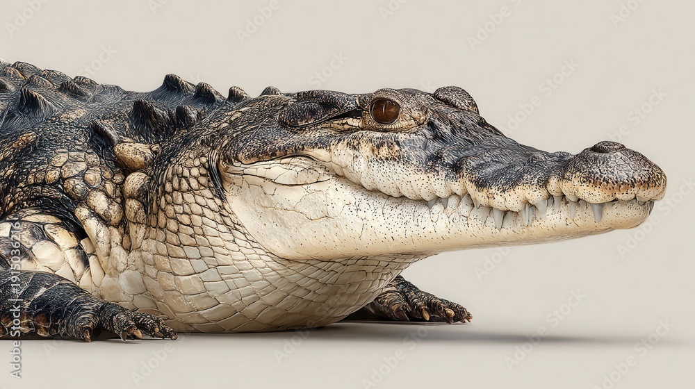 Fototapeta premium Crocodile on solid monochrome background