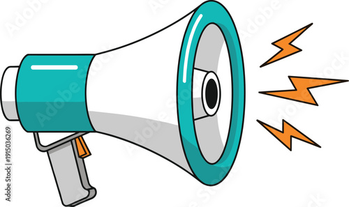 Megaphone loudspeaker with sound waves for announcement marketing advertising communication vector illustration