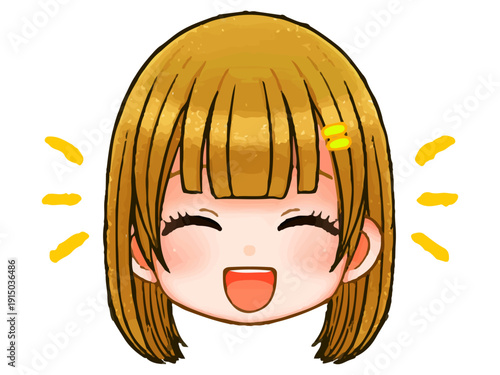 	ちびキャラロング髪女子の顔アイコン3