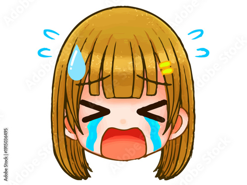 	ちびキャラロング髪女子の顔アイコン4