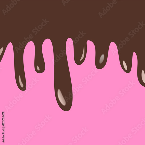 Chocolate Dripping on Pink Background.
Melted Chocolate Sauce Flow on Pink Pastel Background.Ideal for food advertising, dessert branding, packaging design, social media posts, posters, banners.