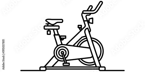 Line art illustration of a stationary exercise bike for indoor fitness training sessions.