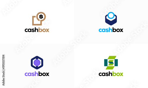 Set of Cash Box logo designs concept vector, Safe Cash Finance Logo template