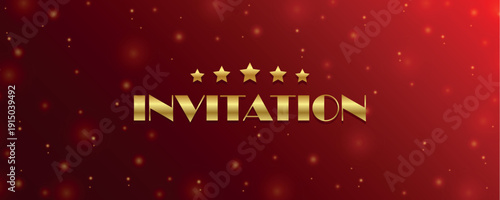 golden invitation text on luxury red shining background vector illustration