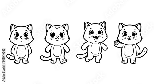 Cute Cartoon Cat Character Vector Set for Game Design and Storyboard Illustration