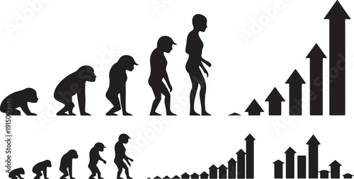 Human Evolution and Business Growth Concept Illustration Silhouette