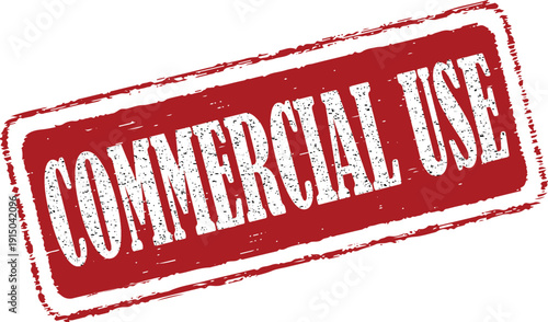Red commercial use stamp for business and marketing applications
