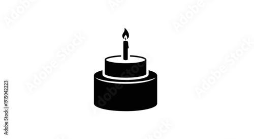 Black and White Candle on Cake.