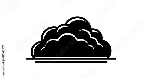Black Cloud Icon on White Background.