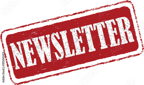 Red newsletter stamp for marketing and subscription services