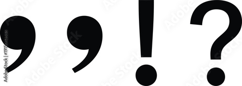Symbol icons set. Punctuation marks including quotation marks, an exclamation point, and a question mark.