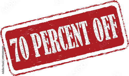 Discount alert with seventy percent off in red stamp