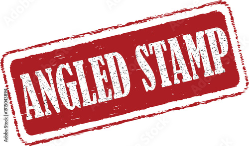 Vibrant red angled stamp with white text for design projects