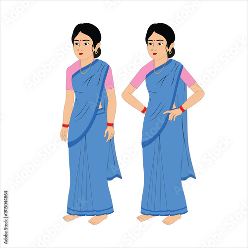 2d Indian woman cartoon character ready for animation moral stories, made by adobe illustrator and ready for animate cc.	