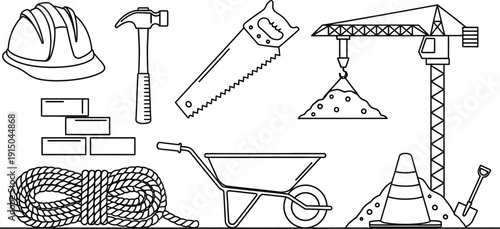 Construction tools and equipment. 