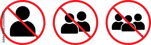 Prohibition signs featuring people icons in red circles for restricted access
