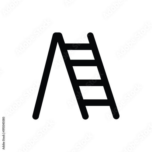 Black outline stepladder on a transparent background for various design projects
