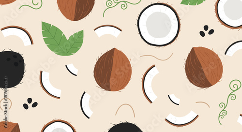 Tropical Coconut Pattern Background for Summer Design