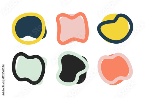 Abstract organic blob vector shapes collection. Modern irregular fluid forms with smooth curvy outlines in flat style. Perfect for background design, poster layouts, branding elements and contemporary