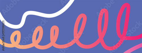 Vibrant squiggly lines on blue background