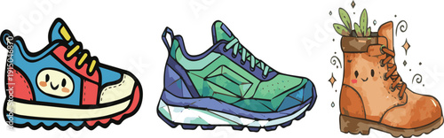 I Need A Kinds of Different vector Art with a white background shoe photo