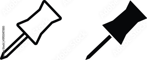 thumbtack icon vector graphic illustration  with white background flat hand made icon fill icon .