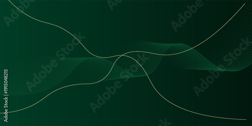 green abstract background design with elegant golden elements vector illustration