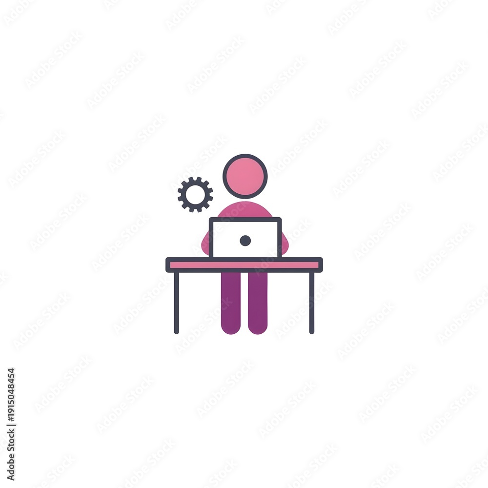 Fototapeta premium Workflow Productivity | Desk Worker with Settings 