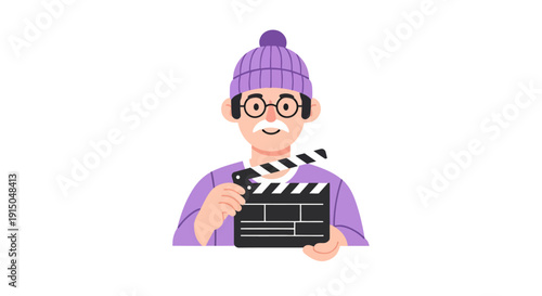 Young Girl Filmmaker Holding Clapperboard in Creative Studio Scene