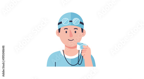 Young Male Surgeon Wearing Surgical Cap and Mask in Medical Environment