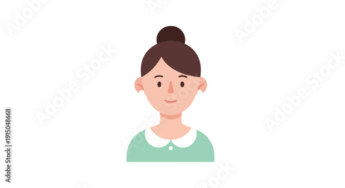 Friendly young woman with a warm smile and neat bun hairstyle