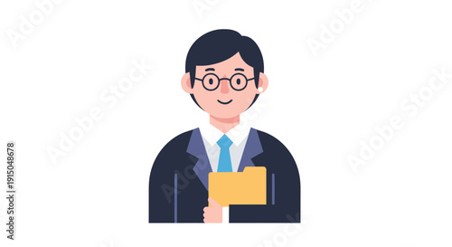 Professional Business Man Holding Folder in Suit