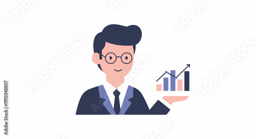 Businessman Holding Graph Chart for Growth and Analysis
