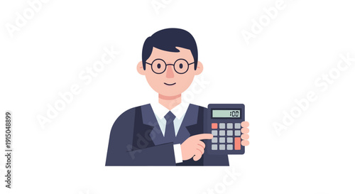 Businessman in Suit Using Calculator for Financial Planning