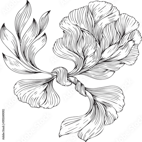 Elegant Botanical Embrace: A delicate, intricate sketch of stylized leaves and swirling lines. A tribute to the delicate beauty of nature.