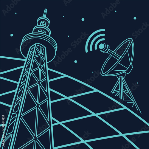 Gemini said

A white satellite dish antenna and communication transmitter mast stand against a clear blue sky on a building roof, blending modern steel architecture with radio technology