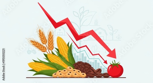 Declining Agricultural Trends with Various Crops and Graph Elements